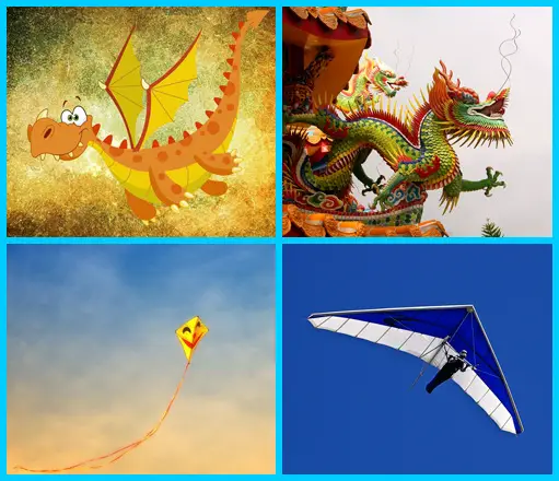 Drache Rätsel für Senioren- 4 Bilder ein Wort