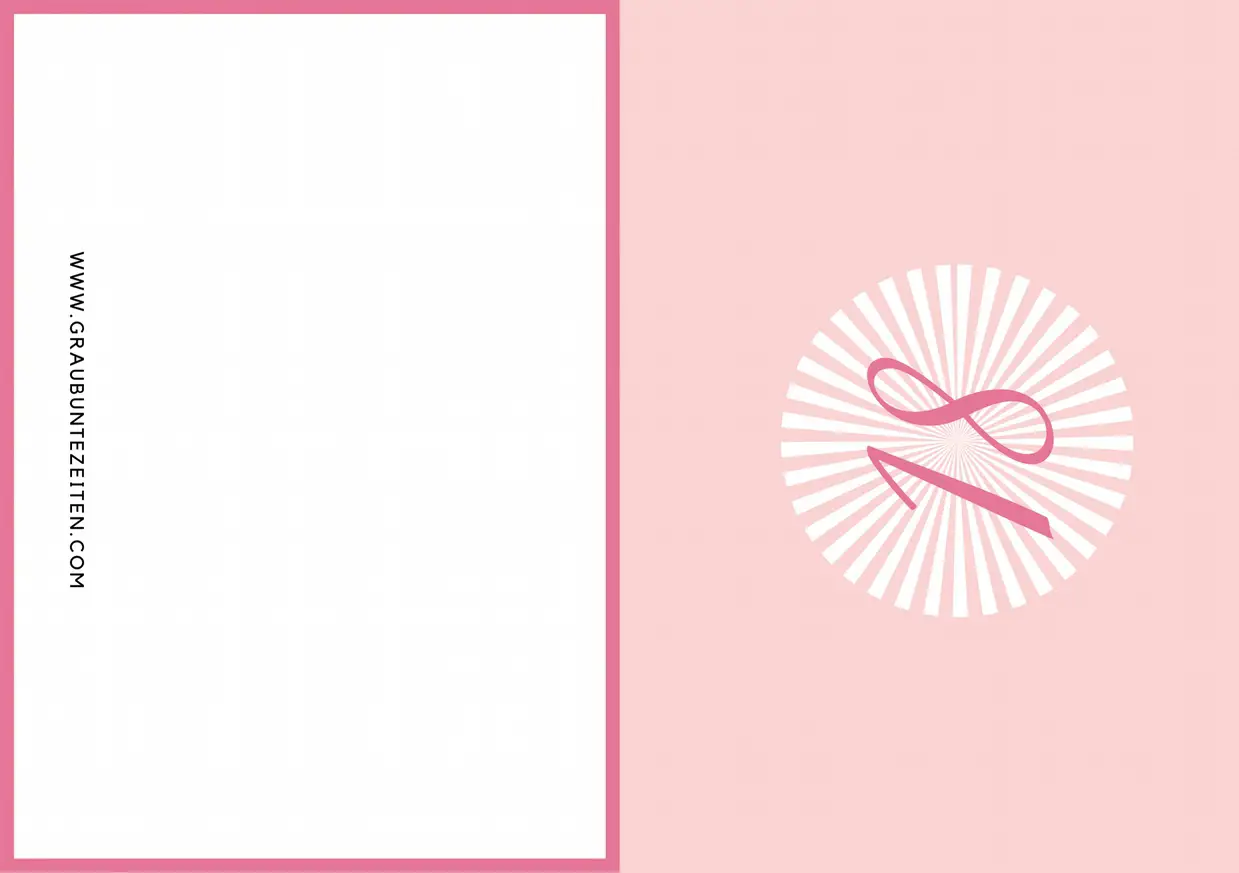 Auf dieser Einladungskarte ist eine rosa 18 auf einem weißen Kreis zu sehen.