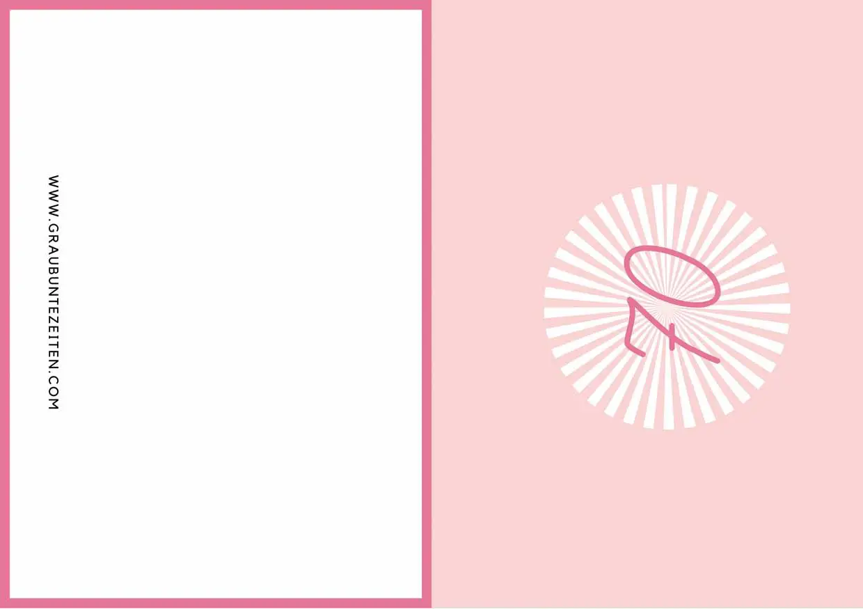 Auf dieser Einladungskarte ist eine rosa 70 auf einem weißen Kreis zu sehen. Der Hintergrund ist rosa.
