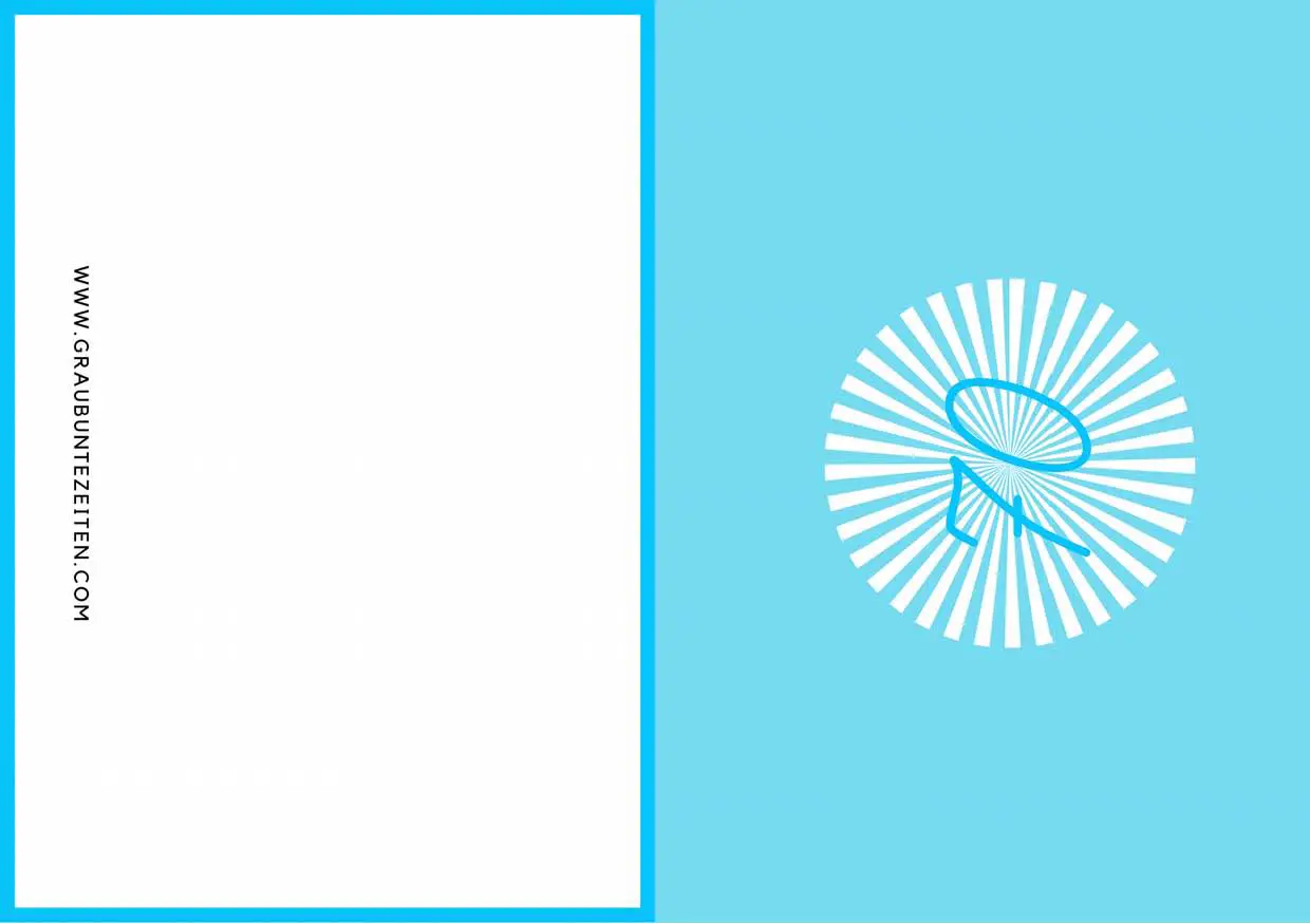 Auf dieser Einladungskarte ist eine blaue 70 auf einem weißen Kreis zu sehen. Der Hintergrund ist blau.