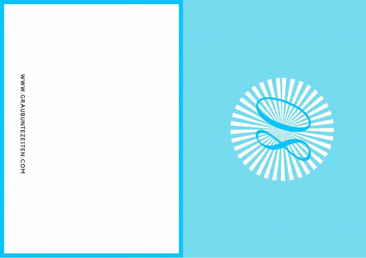 Auf dieser Einladungskarte ist eine blaue 80 auf einem weißen Kreis zu sehen. Der Hintergrund ist blau.