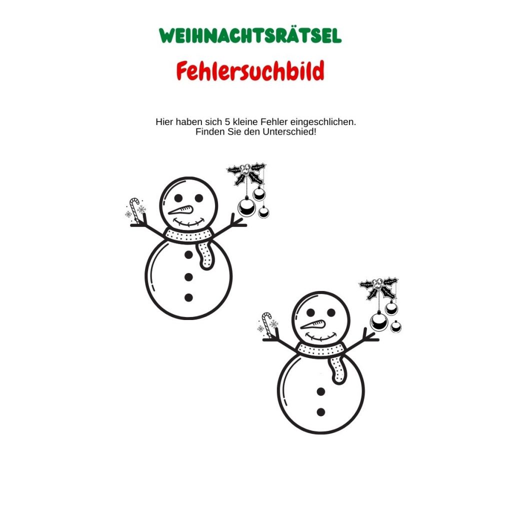 Weihnachtsrätsel Für Kinder - Fehlersuchbilder - Grau-Bunte-Zeiten