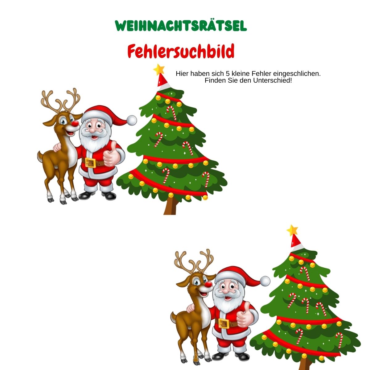 Weihnachtsrätsel Für Kinder - Fehlersuchbilder - Grau-Bunte-Zeiten