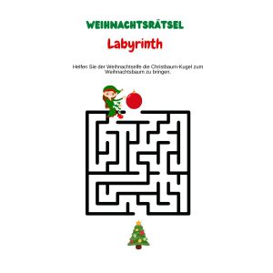 Weihnachtsrätsel Für Kinder - Labyrinth - Grau-Bunte-Zeiten