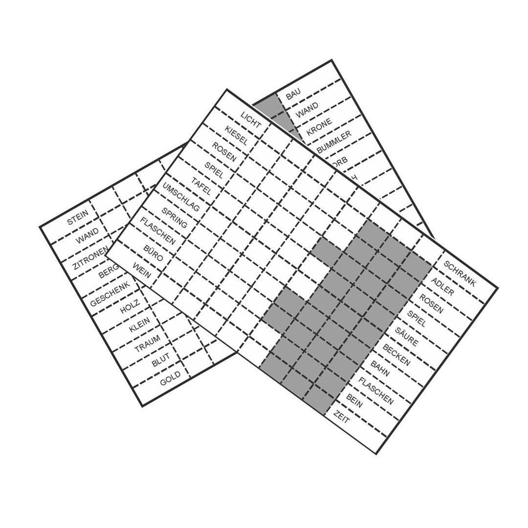 Zwei grau-weiße Rätselseiten mit einfachen Brückenrätseln.