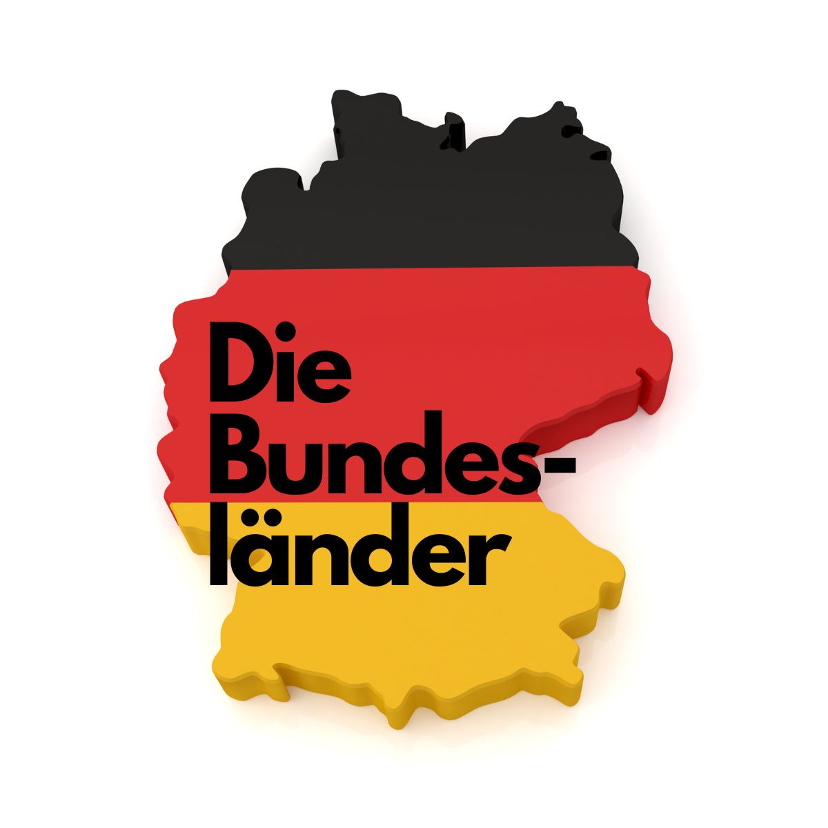 Deutschland-Karte mit der Schrift "Die Bundesländer".