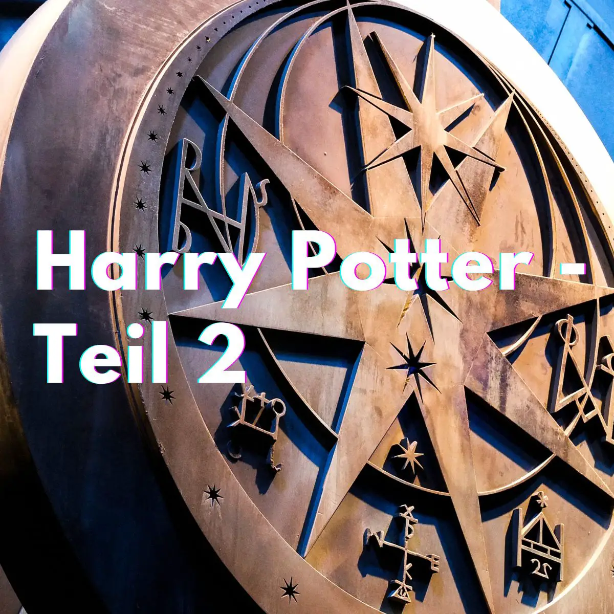 Zauberhaftes Symbol mit der Schrift "Harry Potter - Teil 2.