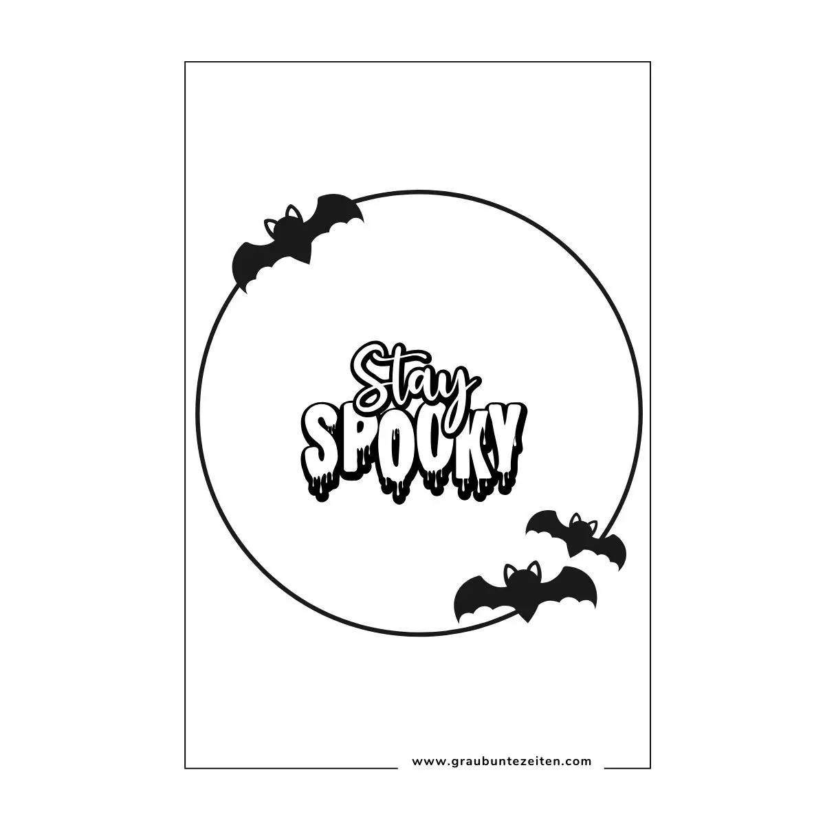 Ausmalbilder Halloween Erwachsene. Stay Spooky mit Fledermäusen.