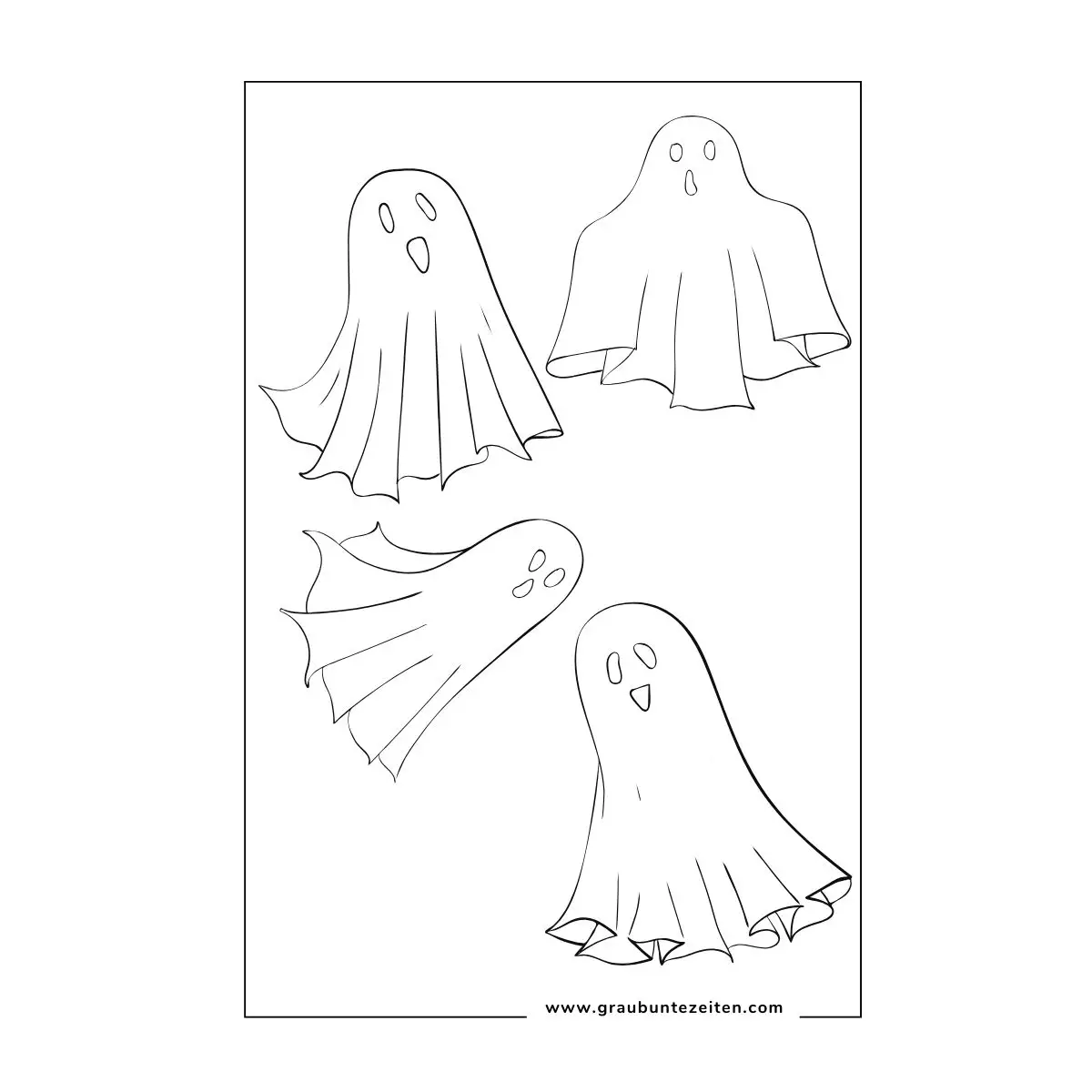 Ausmalbild Halloween Gespenster.